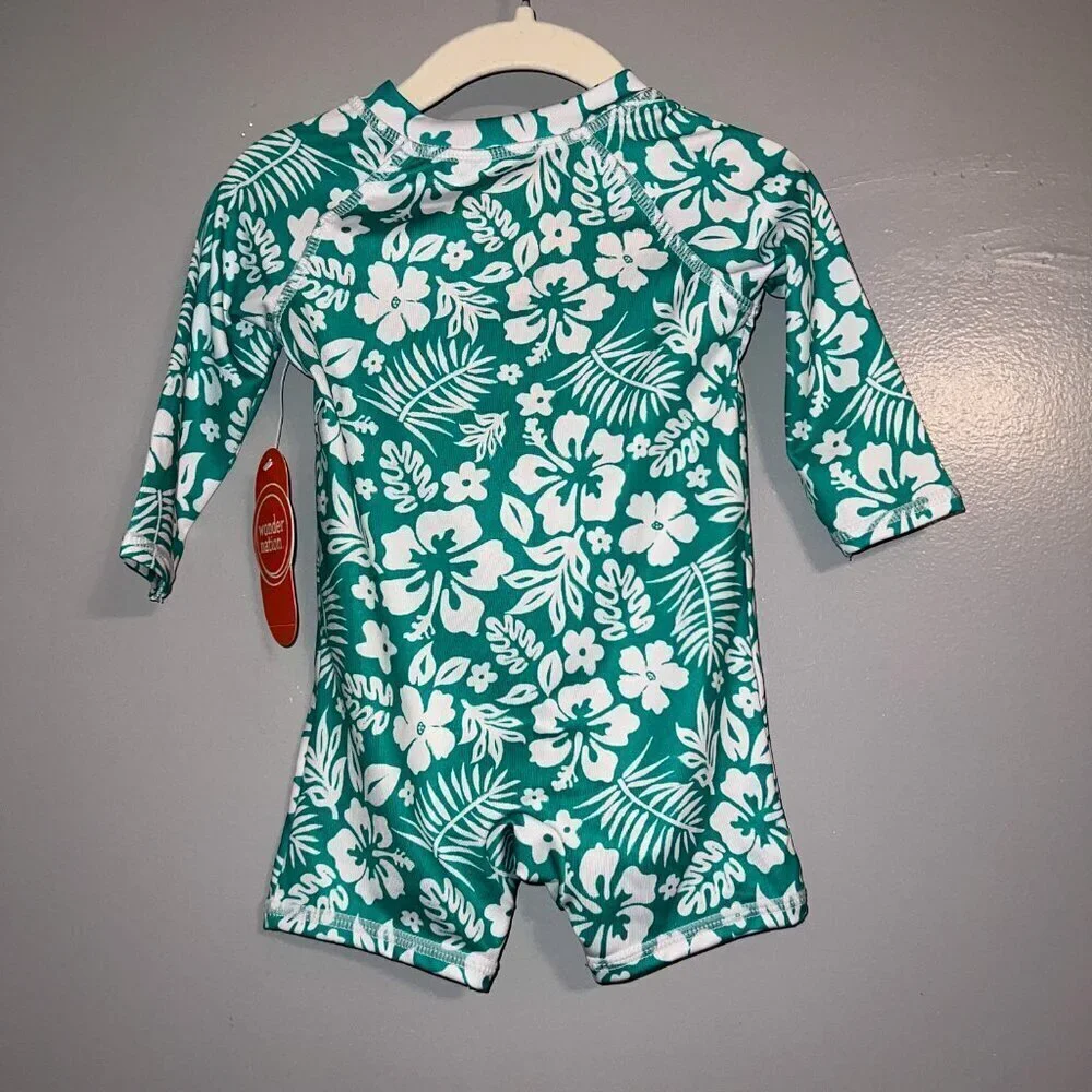 NWT Wonder Nation Baby Zip Rashie Hibiscus Size 3-6 Months